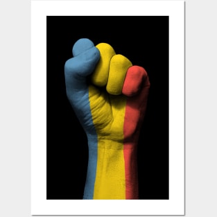 Flag of Romania on a Raised Clenched Fist Posters and Art